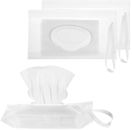 2Pcs White Baby Wipe Case Travel Holder Keeps Wipes Moist Set of Wet Diaper Wipes Holders Cases Portable Travel On The Go Refillable Dispenser Container Waterproof Wipe Container with Sealed for Adult