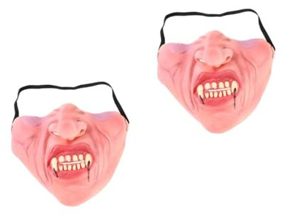 Healeved 2 Stück halbe Gesichtsmaske Halbmaske lustige Halloween- Halbmasken-Cosplay beängstigende für Halloween
