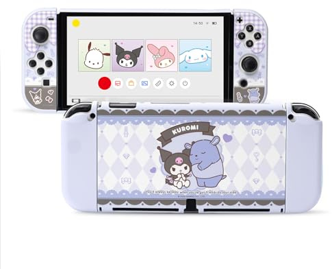 Kuitmor Schutzhülle für Switch OLED, Schlanke Hülle mit Kratzfestem und Stoßdämpfendem Design, Rutschfeste Griffhülle, Weiche Anti-Kratz Skin Kompatibel mit Switch OLED (Violette Kuromi)