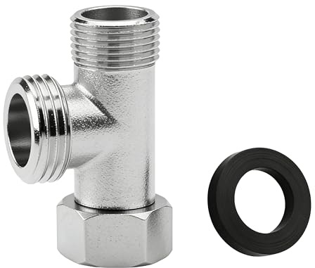 3 Wege Ventil T-Stück, Zähne 3/8 Und Seitenzähne 1/2 WC Anschlussventil wasserhahnverteiler T-Adapter umstellventil 3/8 Wasseranschluss für WC-Tank, Badezimmer, Waschmaschine, Brausearmatur