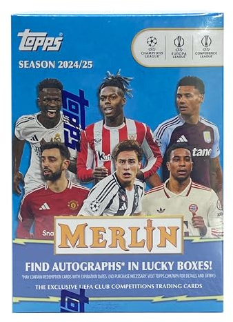 Topps Merlin 2024 2025 Value Box Fussball Soccer & Card Up Sleeve