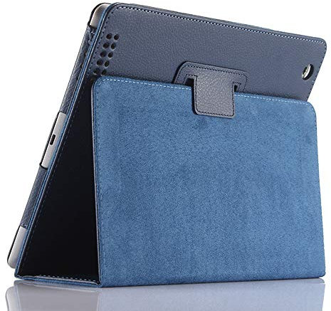 FANSONG iPad Cover 2 3 4 Generazione, Custodia per iPad 9,7 Pollici Ultra Sottile in Pelle PU Protettivo con Penna Titolare Smart Magnetico Folio con Auto Sveglia e Sonno per iPad 9,7 Navy