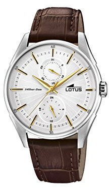 Lotus Watches Herren-Quarzuhr mit Mehreren Zifferblättern und Lederarmband 18523/1, braun, Armband
