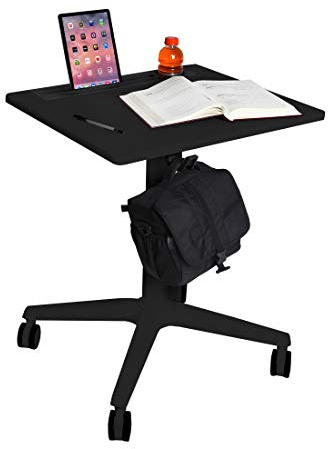 Seville Classics Höhenverstellbarer Tisch, Aluminium, 65 cm x 55 cm x 77.5 bis 115.8 cm (LxBxH)