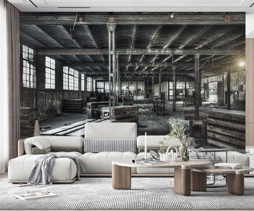 MIWEI Wallpaper Papier Peint Panoramique Usine De Ruine Industrielle Papier Peint Nature Intissé Murale Chambre Salon,350cmX256cm