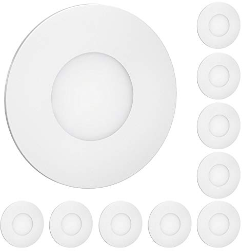 ledscom.de 10 Stück LED Treppenlicht/Wandeinbauleuchte FEX für innen und außen, rund, 85mm Ø, warmweiß