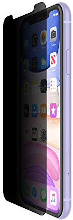 Belkin SCREENFORCE Tempered Glass Privacy Screen Protector for iPhone 11, iPhone XR, Model Number: OVA006zz