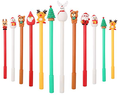 Gelschreiber 12 Stücke Weihnachtsgel Tinte Stifte Cartoon Schneemann Santa Reindeer Weihnachtsbaum Marker Pen Weihnachtsfeier Gunst Geschenk Schulbüro Familie Briefpapier Versorgung Party Bag Filler