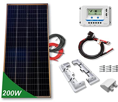 Kit 200W CAMPER 12V Tamaño Compacto panel solar placa monocristalina células PERC de alta eficiencia