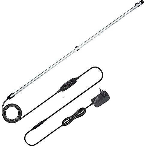 VARMHUS Tauchen Aquarium Licht,Aquarium LED Beleuchtung mit Timer Auto On/Off Dimm-Funktion,3 Lichtmodi Weiß&Blau&Weiß-Blau,10 Helligkeitsstufen optional&3Stufen der Zeitschleifenfunktion 112cm