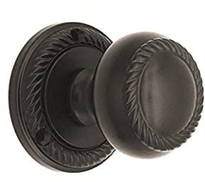 Infinity Decor Solid Brass Heavy Duty Sprung Georgian Round Mortice Door Knobs Pull Handles Set 50mm (Matt Black)
