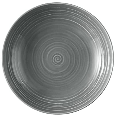Seltmann Weiden Terra Suppenteller, 21 cm, Tiefer Essteller mit spiralförmigem Relief, Spülmaschinen- und mikrowellenfest, Porzellan, Perlgrau