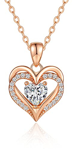 CDE Kette Damen Herzkette 925 Sterling Silber Geburtsstein Halsketten Schmuck Herz Anhänger Weihnachten Valentinstag Muttertags Geschenk Hochzeit Jubiläum Geburtstag Frau Freundin Mama