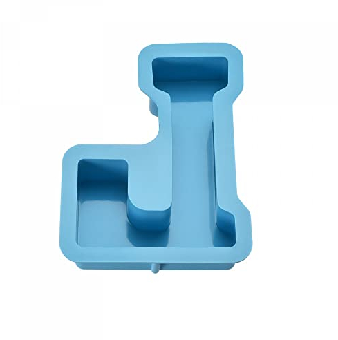 sourcing map Grand moule à lettres de l'alphabet 3D de 10,2 cm en résine de silicone pour résine époxy, loisirs créatifs, décoration L - Bleu