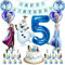ADLISC Geburtstagsdeko Mädchen 5 Jahre,2 Rundheit Folienballon+2 Herzförmig Folienballon +2 Prinzessin Ballons + 1 Schneemann Luftballon + 24 Cake Topper Happy Birthday Banner, E21