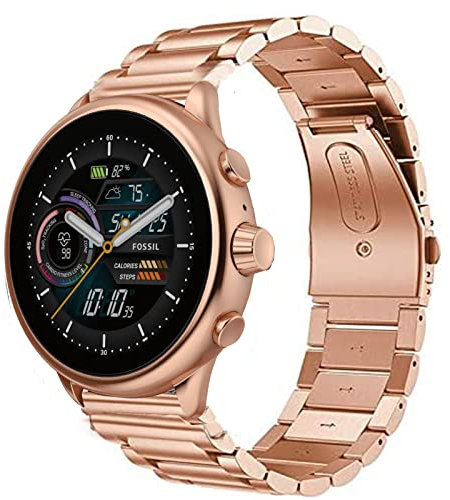 Blueshaweu Bracelet Compatible with Fossil Gen 6 Wellness, Classic Stainless Steel Watch Strap for Fossil Gen 6 44 mm Wellness Smart Watch