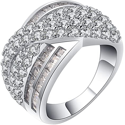 Ringe Silber Cool, Eheringe Nickelfrei Geometrisch 57 Zirkonia Modeschmuck Cocktail Party Elegant Hochzeit Geschenke