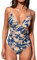 CUPSHE - Costume da bagno da donna a triangolo con scollo a V, a strisce, tinta unita, drappeggio sull’addome, L