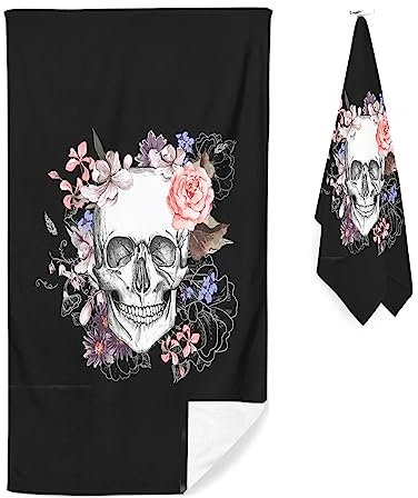 Doiicoon Skull Strandtücher- Totenkopf Strandtuch 90x180 cm Skull Badetuch Strandlaken Handtücher Gotisch Badetuch Groß 100x200cm Microfaser Handtücher Für Reisen Sport (100 x 200 cm,11)