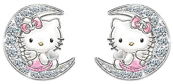 Kaguyo Silberohrringe für Frauen, 925er Sterlingsilber-Hello-Kitty-Ohrringe, niedliche Katzen-Ohrstecker mit Zirkonia für Frauen, Mädchen, Kinder, Geburtstagsgeschenk (Kitty B)