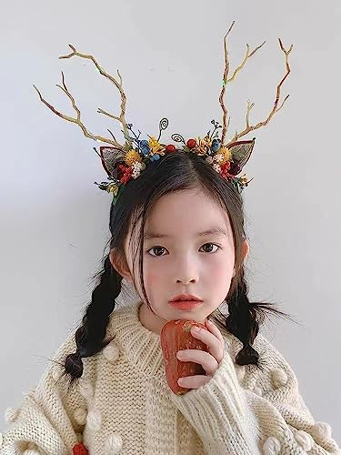 LEEMASING LED Weihnachten Kopfbedeckung Geweih Hirsch Horn Kopf Hoop Haarband Xmas Haarschmuck für Hochzeit Festival Urlaub Weihnachten Halloween Neujahr Party (8)
