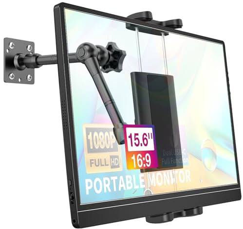 Wukanleng Single Monitor Desktop/Wall Mount Stand Fits KYY 15.6'' Portable Monitor, Full Motion Adjustable Monitor Stand with Metal Ball Head Compatible with 4.7-15.6'' Monitor, Tablets, Surface Pro