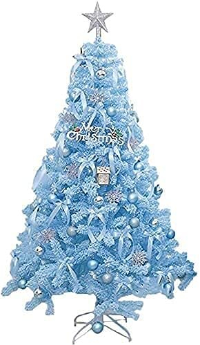 Weihnachtsbaum beflockt, künstlicher Weihnachtsbaum, Glasfaser-Baumdekoration, blauer Metallständer, Metallhalter für Thanksgiving, Weihnachtsdekorationen für Zuhause (blau 180 cm (6 Fuß)) (blau 270
