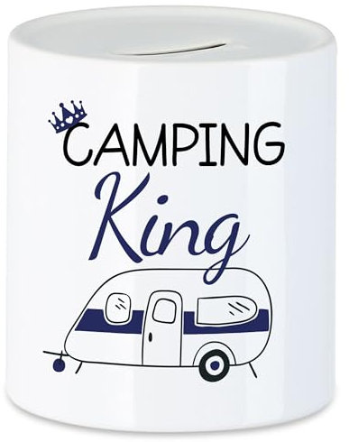 Hey!Print Camping King Spardose Wohnwagen Fans Geschenkidee Für Camper Camping-Platz
