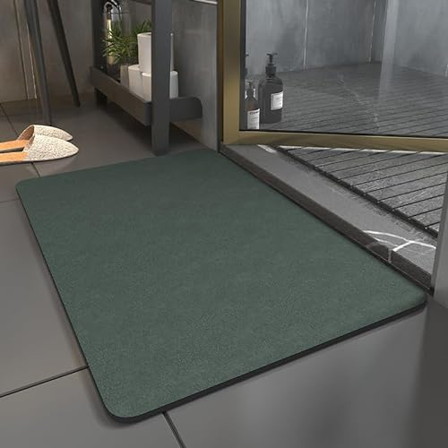 Tospass Badematte Grün Dunkelgrün Saugfähig Schnelltrocknend rutschfest Badezimmerteppich Einfach Einfarbig Weich Wasserabsorbierend Badvorleger Maschinenwaschbar Badezimmer Badematte - 50x80cm