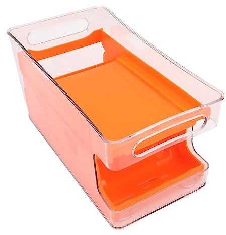 Bacs De Rangement Pour Réfrigérateur, Organisateur De Canettes De Soda à 2 Niveaux Pour Réfrigérateur, Distributeur De Canettes De Soda Pop, Support De Boisson Pour Réfrigérateur, Congélateur(orange)