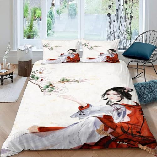 DILANI Bettwäsche 220x240 Anime Mädchen Bettwäsche-Set 3 Teilig 3D Druck Japanische Manga-Kawaii Bettbezug Weich Mikrofaser Bettbezüge mit Reißverschluss und Kissenbezug 80x80cm für Erwachsene Kinder