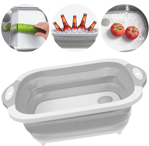 Cisolen Tagliere Pieghevole Da Cucina 3 In 1 Tagliere Da Campeggio Multifunzione Tagliere Da Cucina Lavello Scolapasta Per Cucina Campeggio Barbecue Da Viaggio