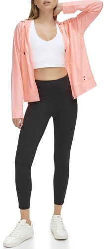 DKNY Women's High Waist 7/8 Legging Logo, Atomic Pink, X-Small