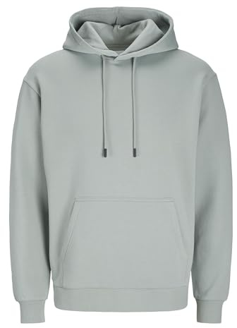 JACK & JONES Male Plain Hoodie, Iceberg Green, L