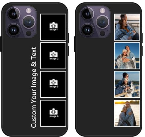 Aiebill Design Your Own Photos Style Phone Case for iPhone 15/14/13/12/11 Pro Max/Mimi/Xs Max/Xr/7/8 Plus Anti-Scratch Personalised Cover for Friends Family Birthday Gifts Black