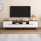 HOLGVE TV Schrank mit Türen und Schubladen, Fernsehtisch TV Board, Lowboard Fernsehschrank, für Wohnzimmer Schlafzimmer(Walnut White,160cm/62.9in)
