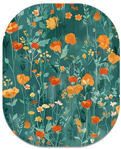 Atufsuat Small Mouse Pad, 6 x 7 Inch, Oval Mini Mouse Pad with Non-Slip Rubber Base for Laptop Wireless Mouse Keyboard Tray Mousepad, Flowers and Plants