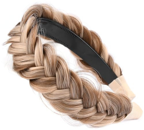 Gledola Wide Messy Braided Headband with Teeth Synthetic Hair Braided Headband High Elasticity Braids Braided Hair Band Hairpiece for Girls Women (Hervorgehoben)