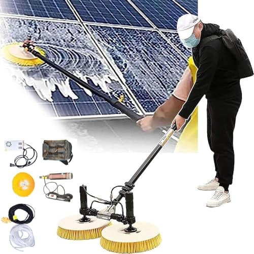 Reinigungsmaschine für Photovoltaik-Solarmodule, Reinigungsset für Solarmodule,70 cm rotierender Doppelbürstenkopf, geeignet für die Reinigung von Wintergartendächern/Photovoltaik,4m