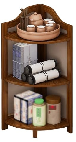 JIEBIAO Eckregal, Bambus Offenes Regal Bücherregal, Eckschrank, Kann Bücher, Tassen Und Andere Gegenstände Speichern, Geeignet Für Arbeitszimmer, Schlafzimmer, Wohnzimmer(12.20X12.20X51.18In)/ Color/1