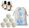 Boules de séchage en laine, 6 boules de séchage anti-froissage et attrape-cheveux avec 2 huiles essentielles Talc, boules de séchage en laine avec parfum de lessive LUMINER