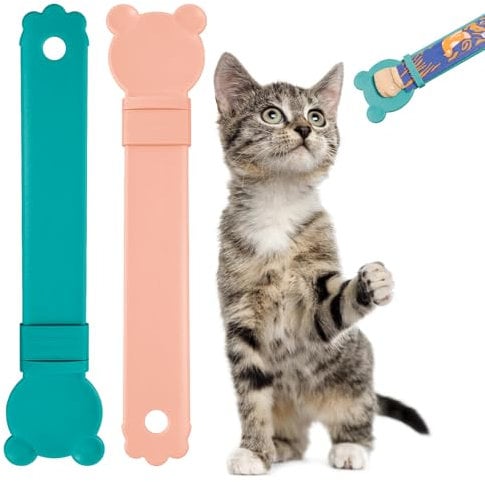 COODAM Cat Treat Squeeze Spoon Dispenser - Multi Cat Food Spoons for Wet Food Lickable Treat Squeeze up Spoon for Liquid Snack Water Feeding (Blue,Pink)