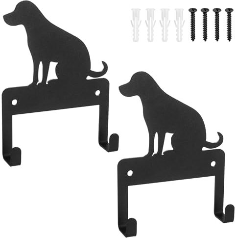 2 Pcs Porte Clef Mural, Porte Clé Mural avec 2 Crochets, Accroche Clef Murale pour Rangement des Clés, Porte-clés Muraux Noir pour Couloir Entrée Cuisine, Auto-Adhésifs ou à Percer (Chien)