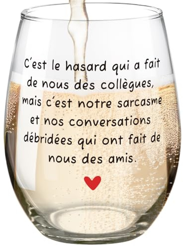 Fatbaby Verres à vin amusants cadeaux pour femmes collègues, verres à vin sarcastiques cadeaux pour meilleures amies du travail, cadeaux de Noël anniversaire fête des mères verre à vin sans pied pour