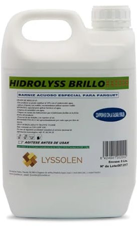 LYSSOLEN - Barniz al Agua para Parquet - Abrillantador y Reparador Madera Interior y Exterior - Protección Profesional para Suelos de Madera y Parquet - Incoloro, Acabado Mate, 1 Litro
