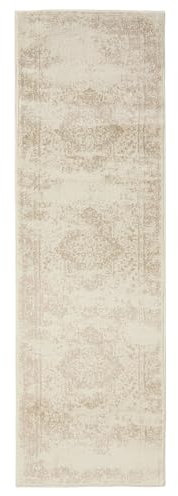 benuta Basic Teppich Suki - Kunstfaser - Rechteckig & im Style: Vintage, Orient Style - Pflegeleicht für Wohnzimmer Schlafzimmer, Cream/Beige A2, 60x120 cm