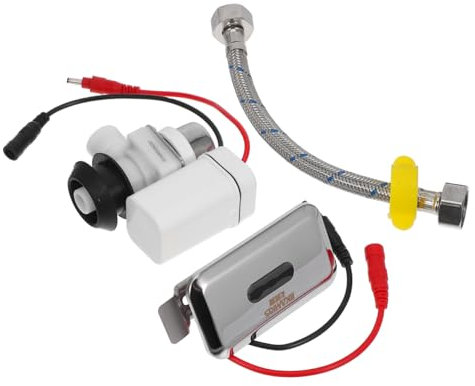 BEBEMOKO 1 Set automatischer Sensor-Urinal-Spülventil-Set, berührungsloses elektrisches Wasserventil, Magneteinheit mit ABS-Ventil und DC-Netzteil für effizientes Spülsystem