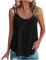 Damen Tank Tops Sommer Spaghetti Cami Oberteile Ärmellose Rundhalsausschnitt Blusen Top Shirts Tank Top Damen Spaghettiträger Tops Ärmellos Tanktops Sommer Oberteile Casual Trägertop mit Öse Blusen