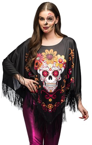 Boland - Halloween Poncho Catrina | Oberteil für Kostüm, Karneval und Mottoparty, Dia de los Muertos, Totenkopf