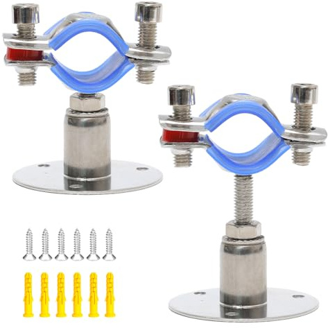 Rohrhalter, Verstellbare Edelstahl Rohrhalterung, Mit Schrauben, Haltbarkeit, Edelstahl Wandhalterung, für Befestigung von Rohren, Schläuchen oder Stangen (Weiß)